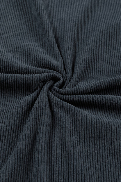 Solid Ribbed Corduroy Long Sleeve Oversized Sweatshirt