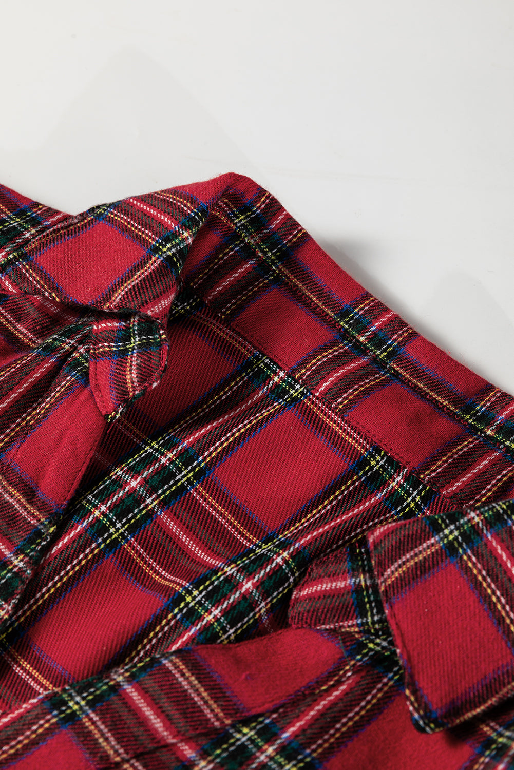 Plaid Ruffle Hem Collared Half-Button Mini Dress