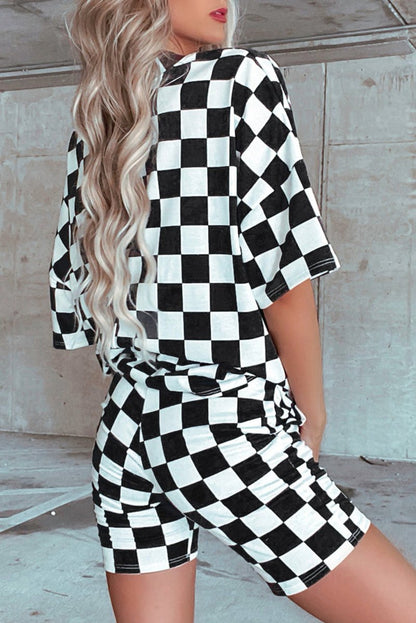 Checker Tee and Shorts Lounge Set