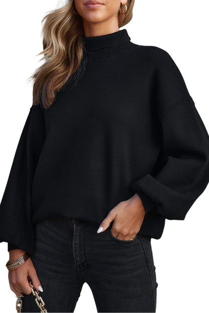 Turtleneck Lantern Long Sleeve Sweater