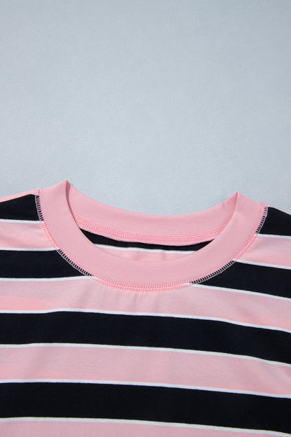 Stripe Short Sleeve Tee & Wide Leg Pants Set