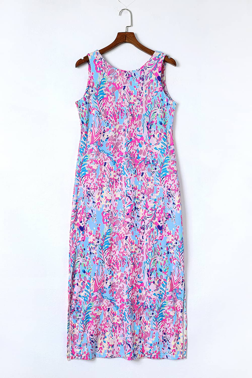 Abstract Floral Sleeveless Maxi Dress