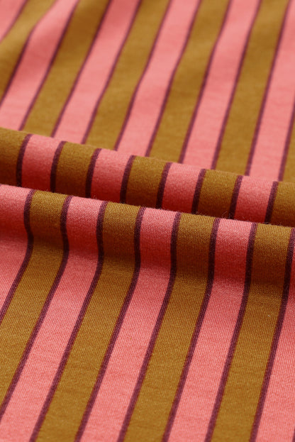 Stripe Tie Waist Buttoned Pocket Wide Leg Pants