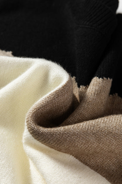 Colorblock Crew Neck Drop Shoulder Sweater