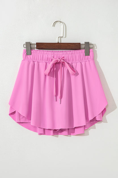 Solid Drawstring Elastic Waist Lined Tennis Skort
