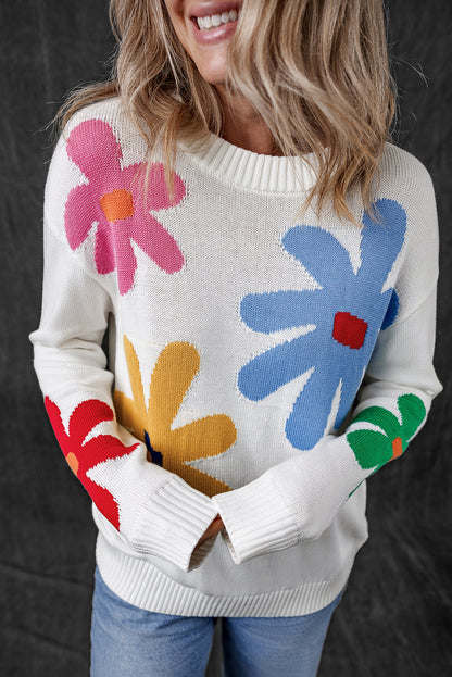 Floral Long Sleeve Crewneck Sweater