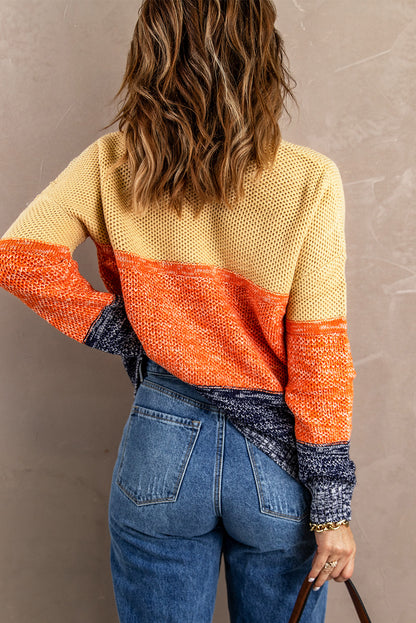 Colorblock Textured Pullover Sweater