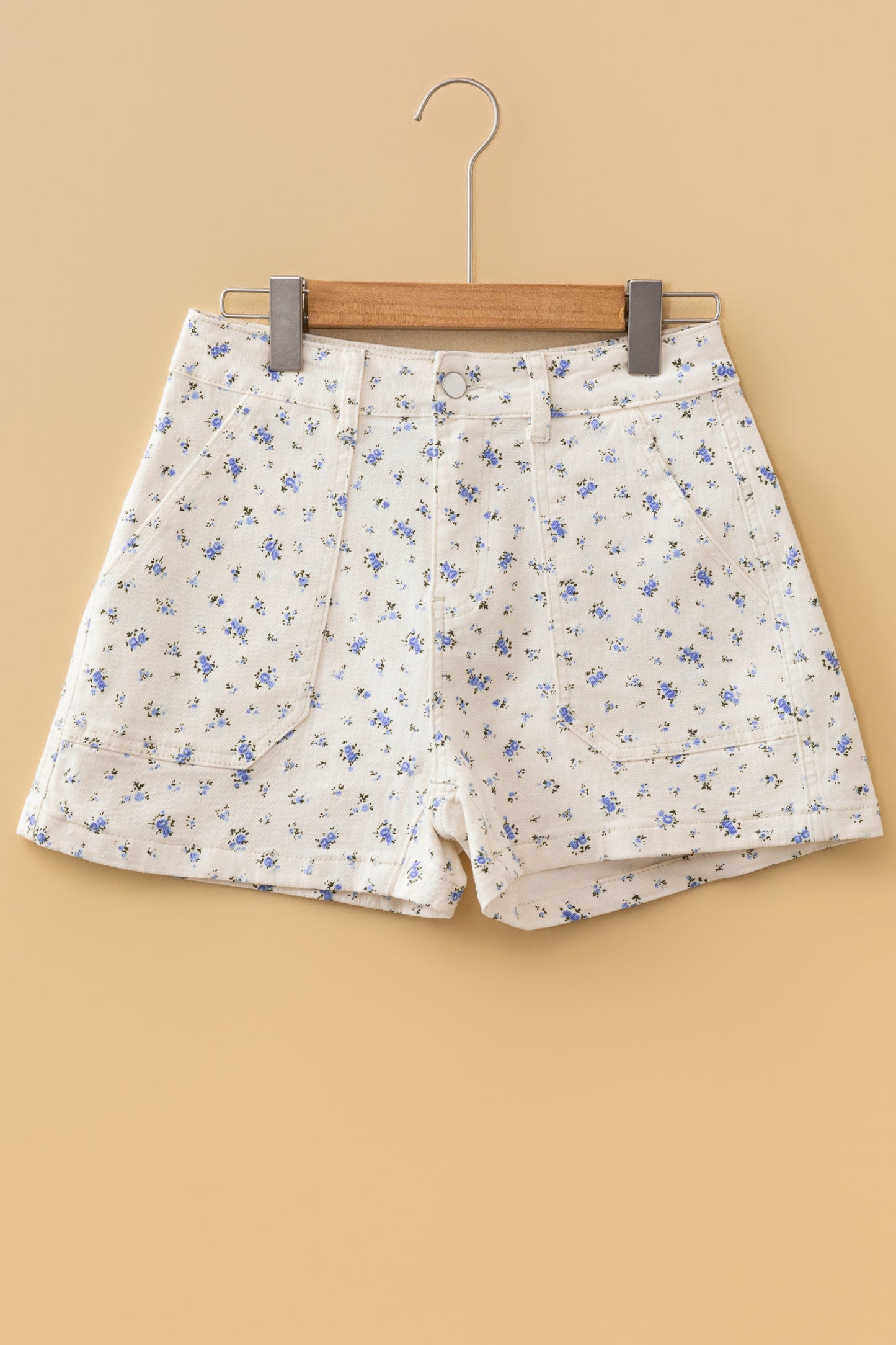 Floral Denim High Waist Shorts