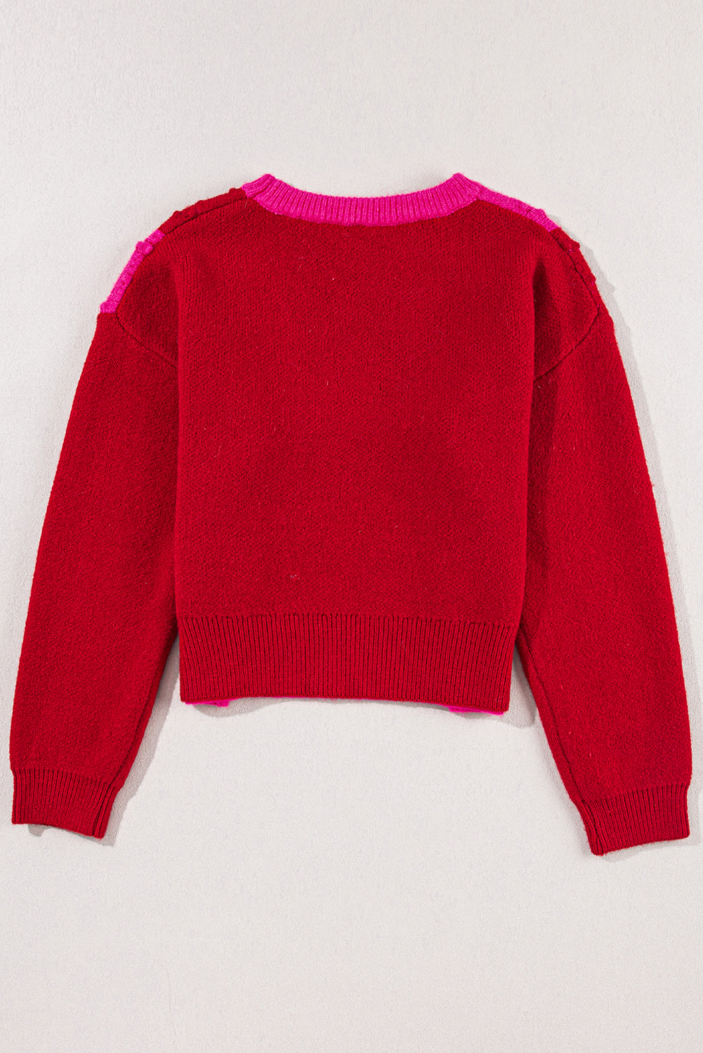 Valentine Checker Heart Textured Round Neck Sweater