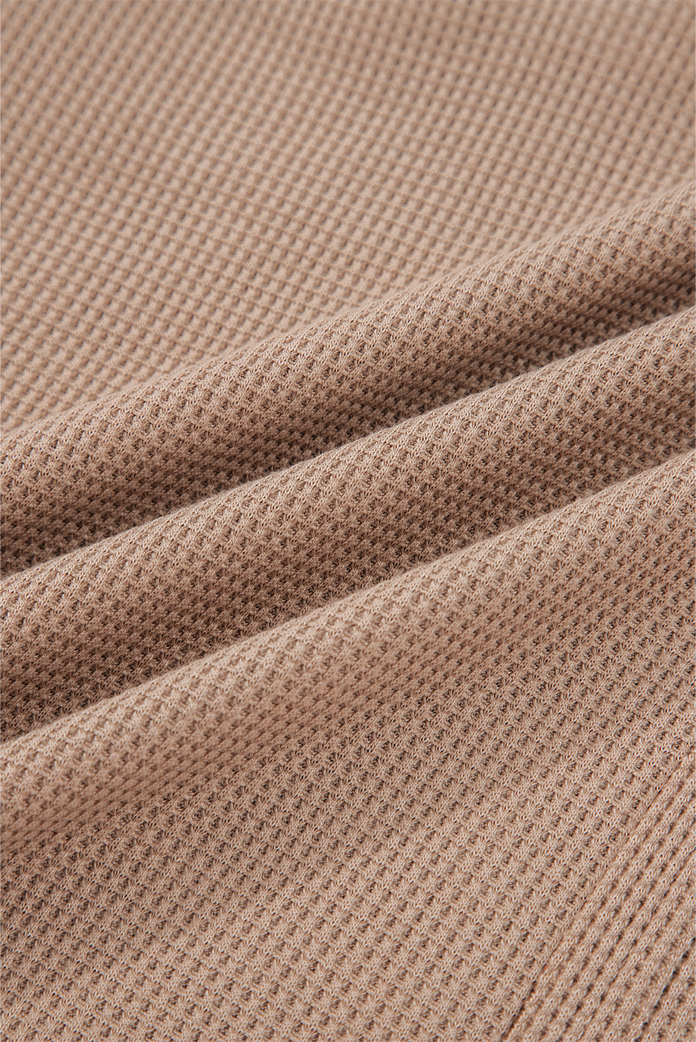 Stripe Plaid Patchwork Waffle Knit Henley Top