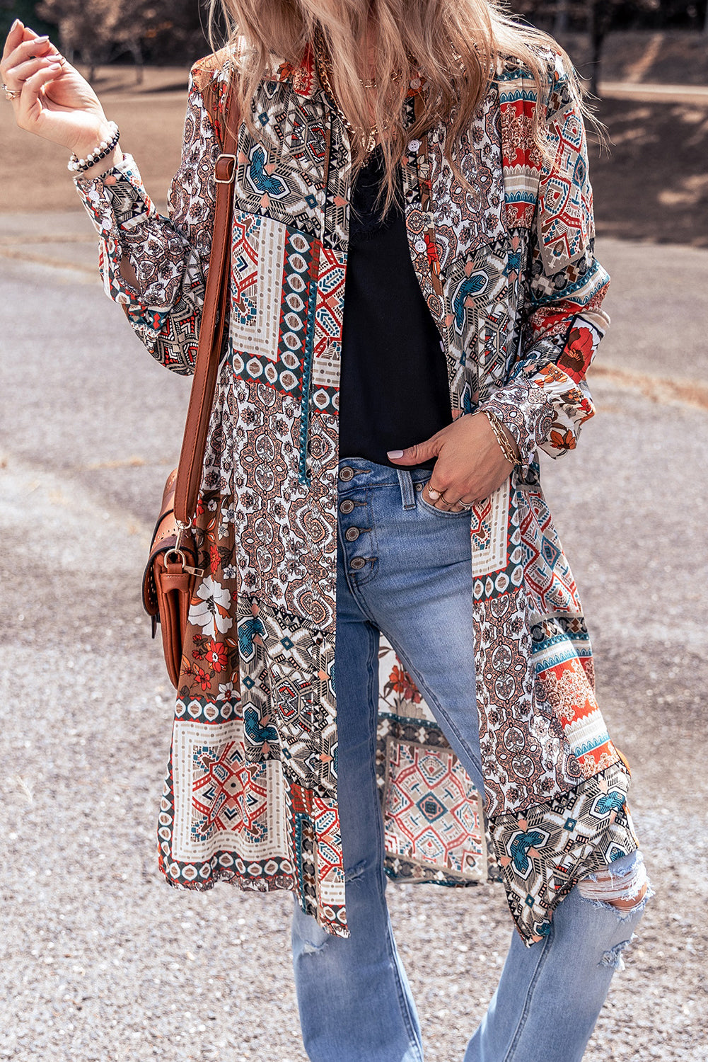 Boho Floral Long Sleeve Kimono