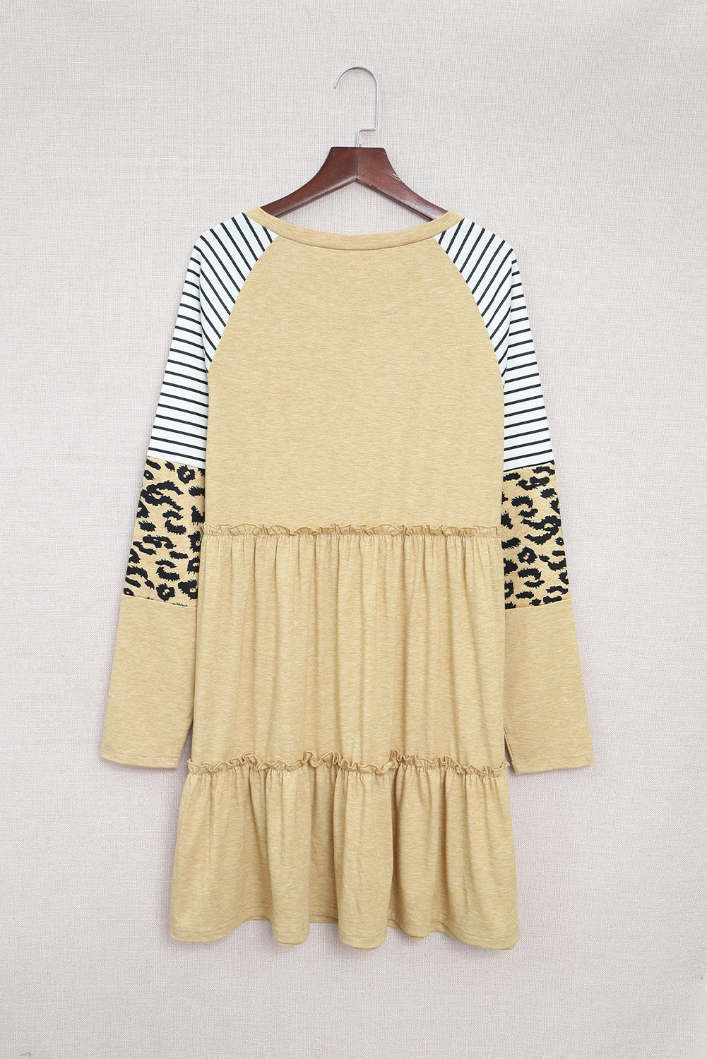 Striped Leopard Long Sleeve Dress