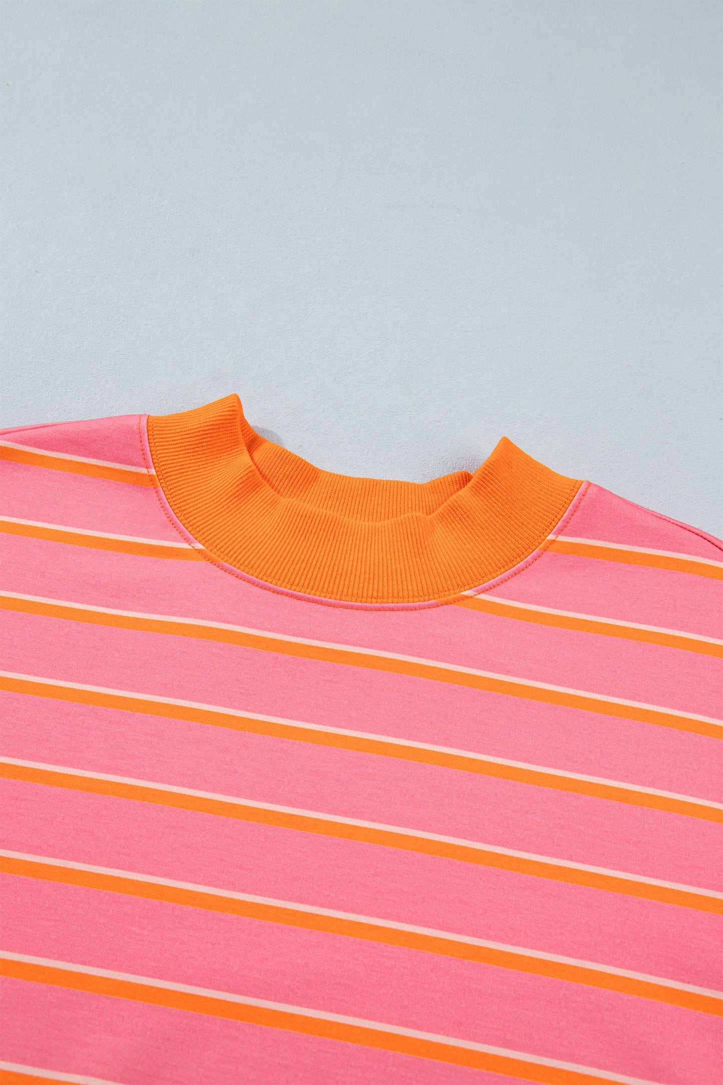 Stripe Colorblock Mock Neck Sweatshirt & Shorts Set