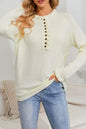 Frilled Half Buttoned Pullover Sweater