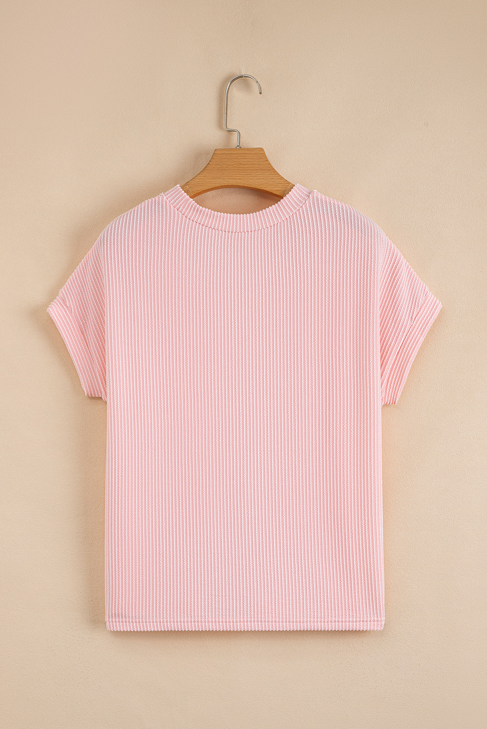 Colorblock Corded Knit Pocketed Crew Neck T-Shirt