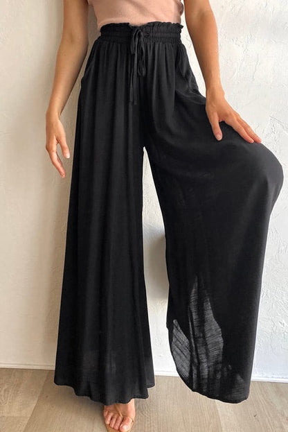 Drawstring Wide Leg Pocketed Pants