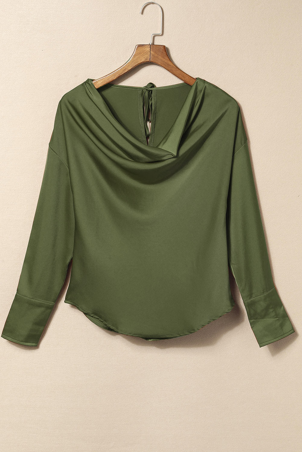 Drape Neckline Long Sleeve Blouse