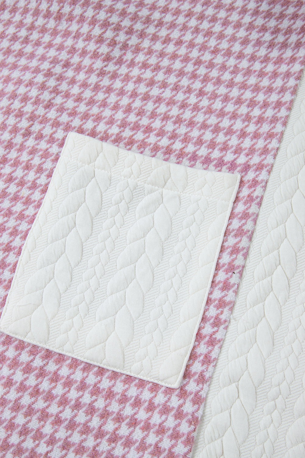 Houndstooth Colorblock Textured Patchwork Shacket