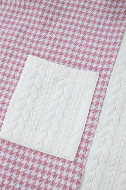 Houndstooth Colorblock Textured Patchwork Shacket