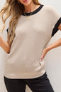 Contrast Trim Batwing Sleeve Sweater Top