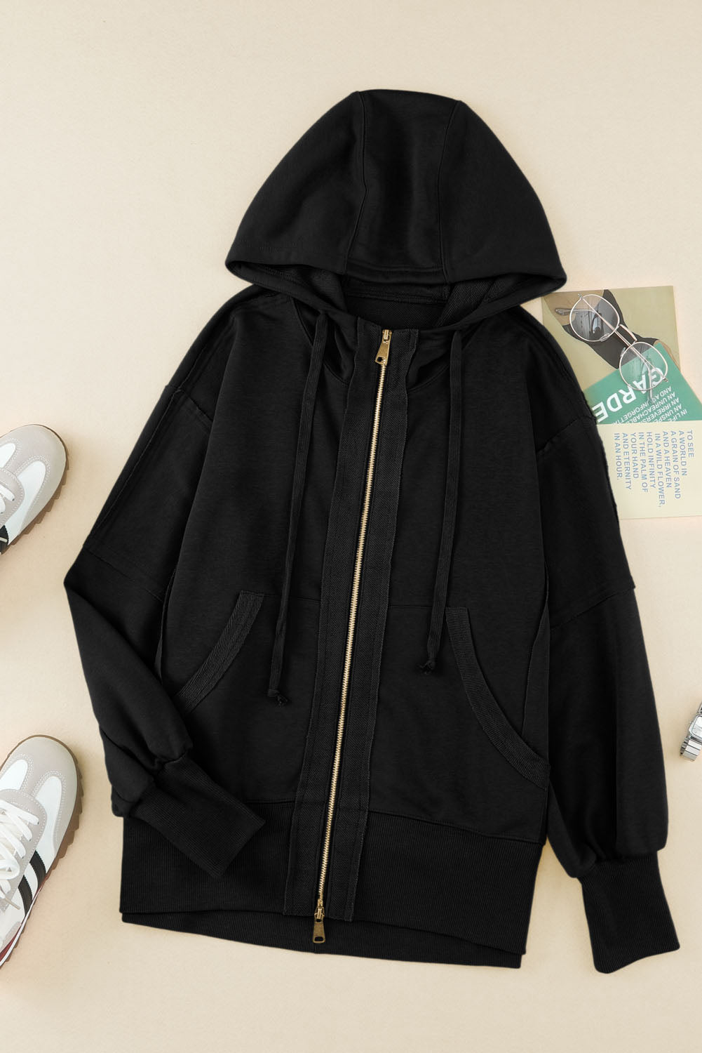 Reverse Seam Zip Up Hoodie