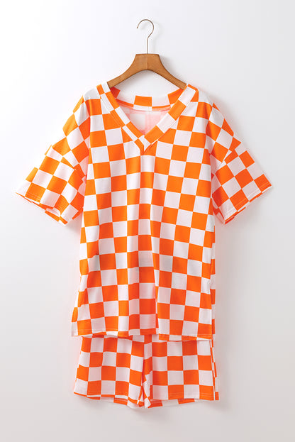 Checker Tee and Shorts Lounge Set