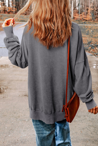 Ribbed Trim Drop Shoulder Sweatshirt