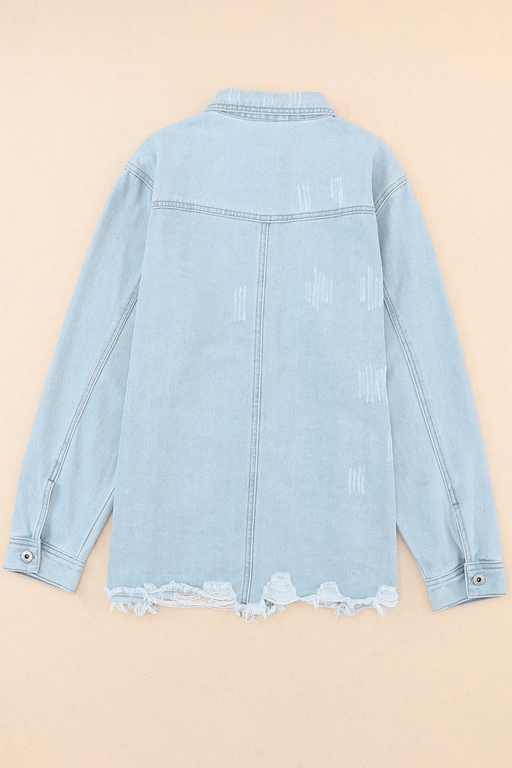 Denim Raw Hem Buttoned Jacket