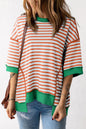 Stripe Contrast Trim Oversized T-Shirt