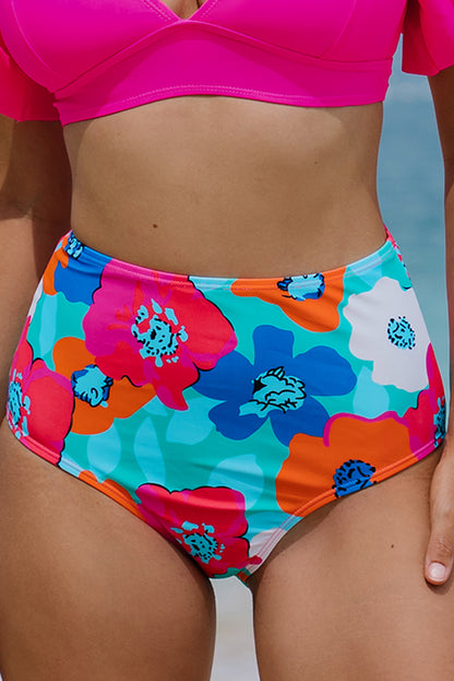 Floral High Waist Bikini Bottoms