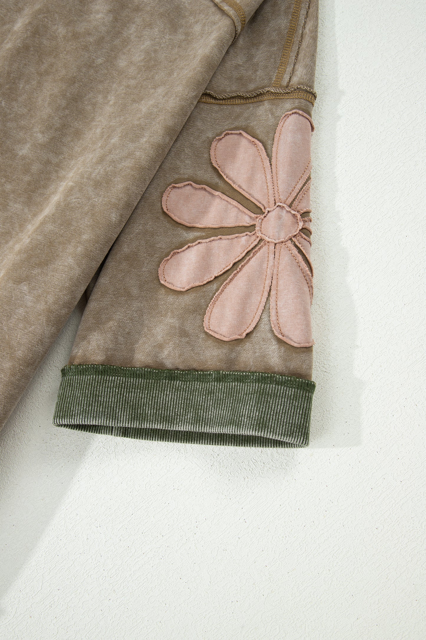 Floral Patchwork Mineral Wash Exposed Seam Top