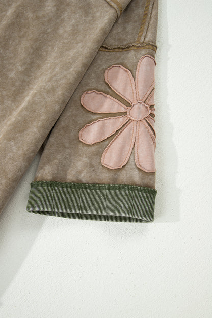 Floral Patchwork Mineral Wash Exposed Seam Top