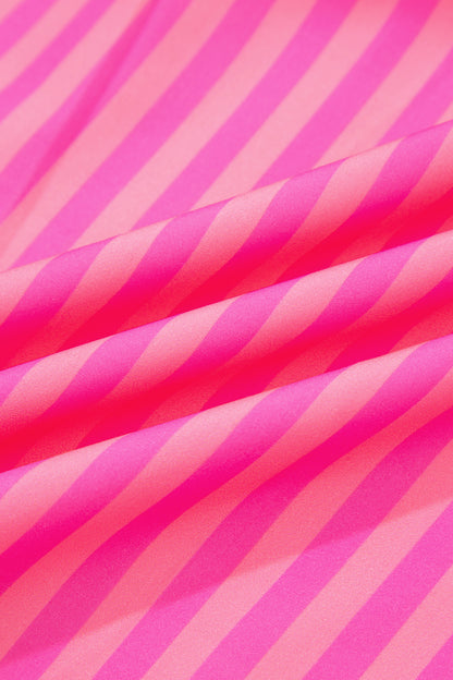 Stripe Bow Tie Front Short Puff Sleeve Dress