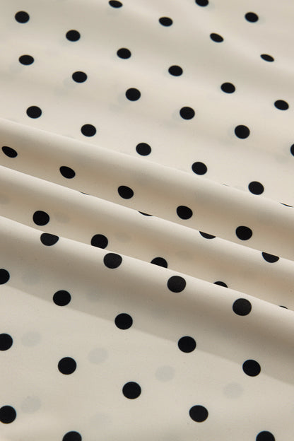 Plus Size Polka Dot Button Back Babydoll Blouse