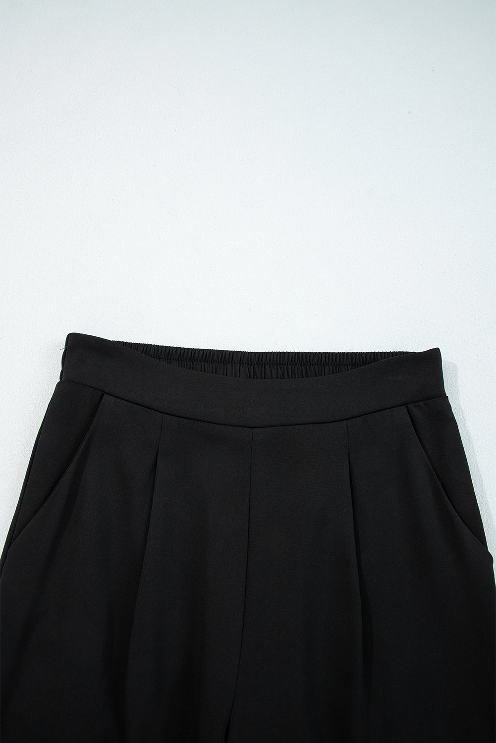 Solid Pleated Pull-On Straight Leg Pants