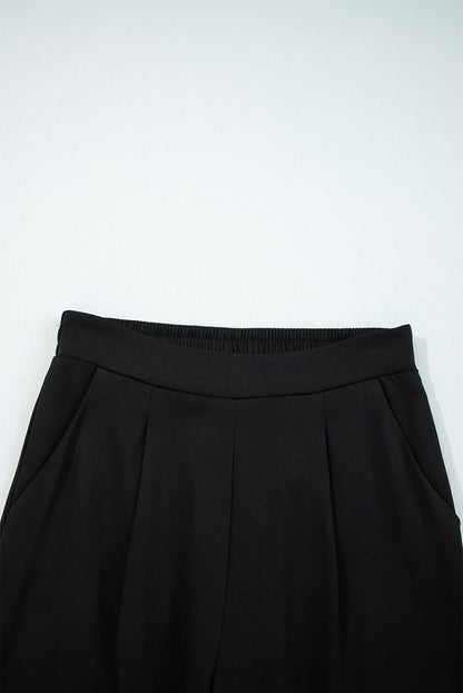 Solid Pleated Pull-On Straight Leg Pants