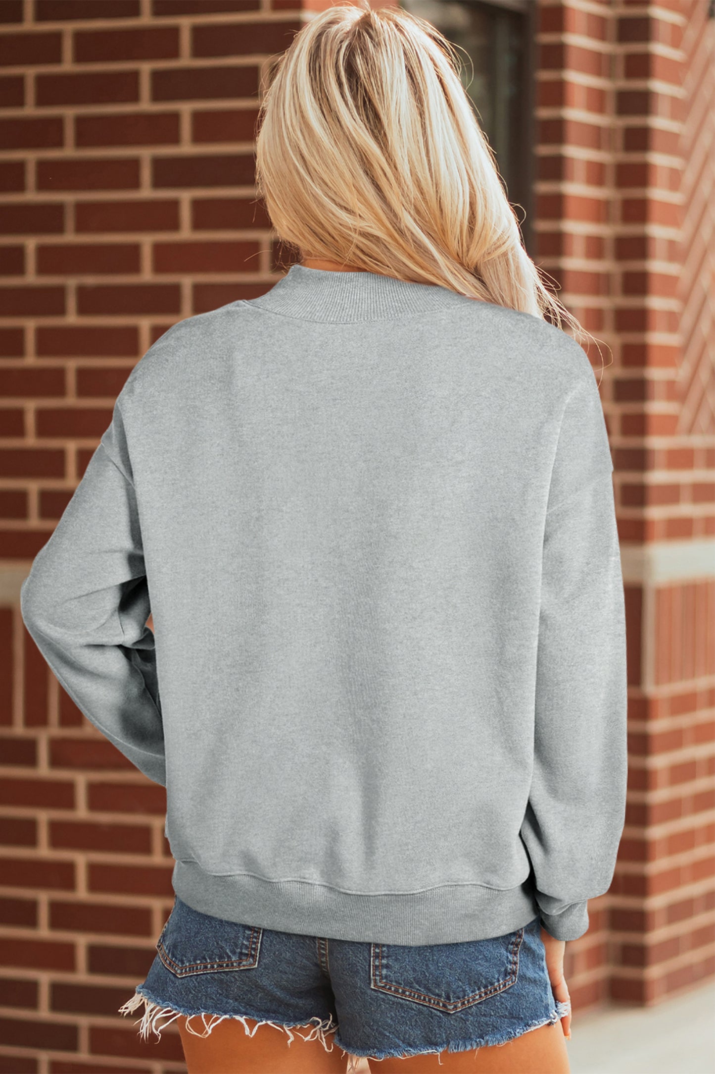 Solid Mock Neck Oversized Sweatshirt