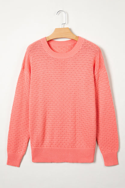 Ribbed Knit Drop Shoulder Long Sleeve Sweater