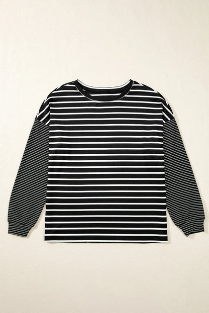 Stripe Patchwork Long Sleeve Tee