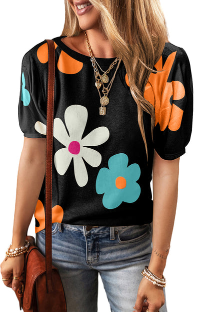 Floral Bubble Sleeve Tee