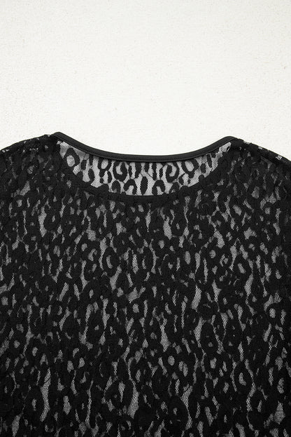 Leopard Sheer Mesh Long Sleeve Top