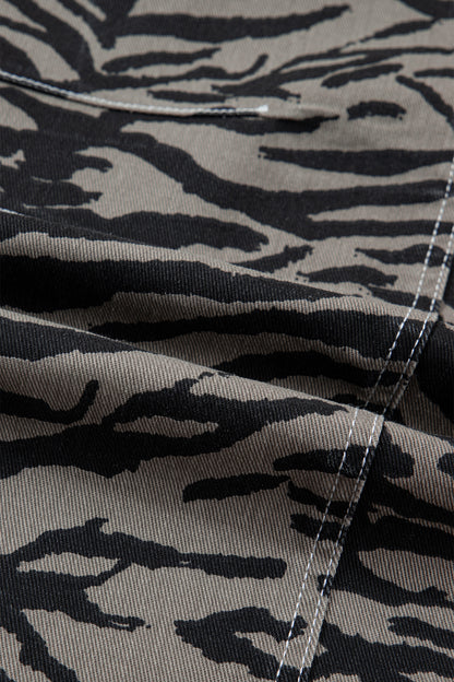 Zebra Stripe Denim Wide Barrel Leg Jeans