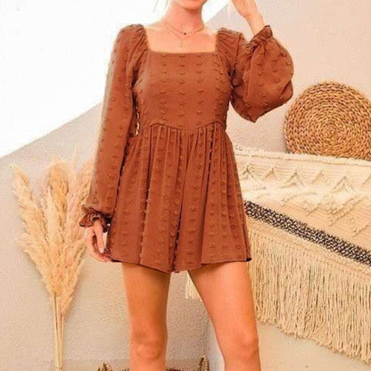 Swiss Dot Square Neck Romper