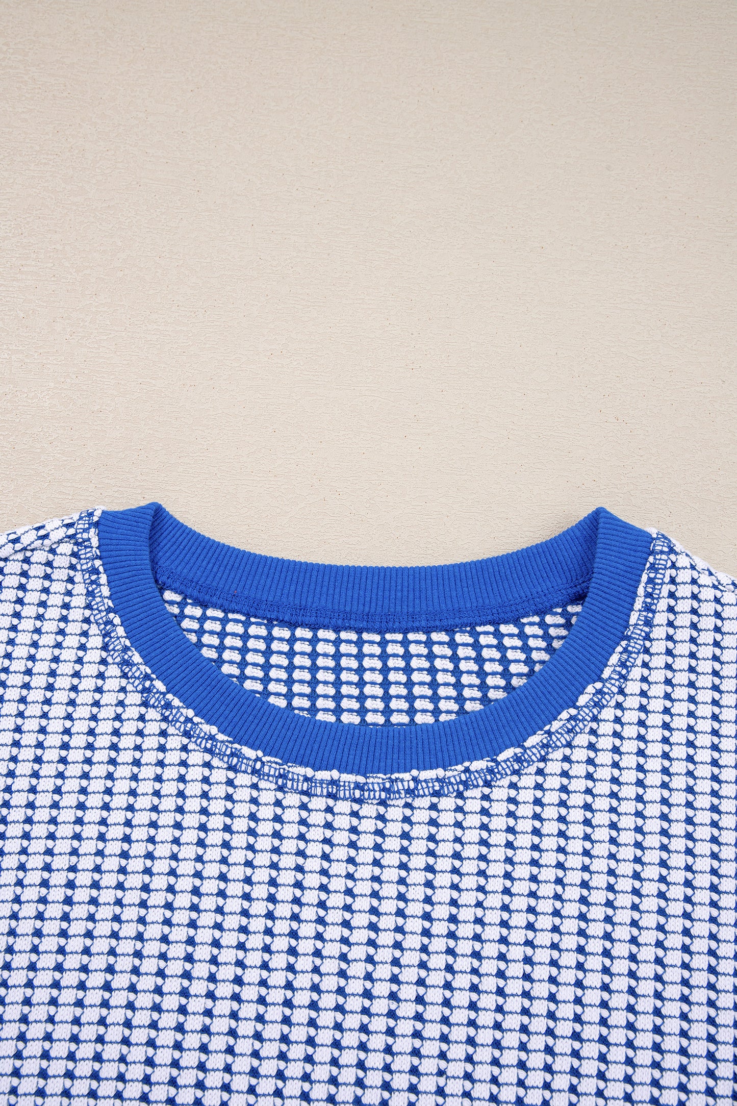 Waffle Knit Exposed Seam Side Slit Long Sleeve Top