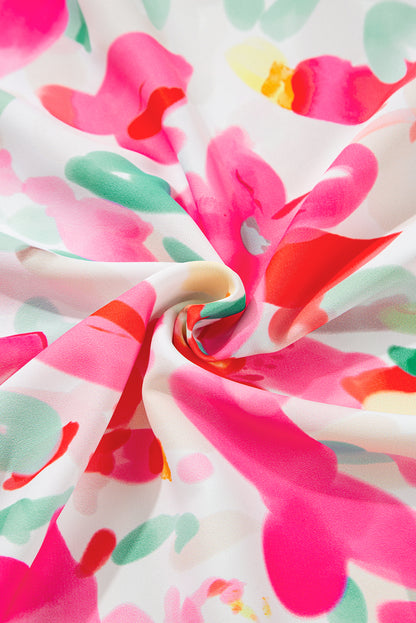 Floral Flutter Sleeve Round Neck Blouse