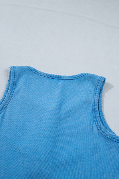 Solid Distressed Ribbed Mineral Wash Tank