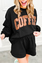 COFFEE Sequin Sweatshirt and Shorts Set