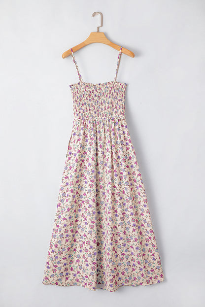 Ditsy Floral Smocked Sleeveless Maxi Dress