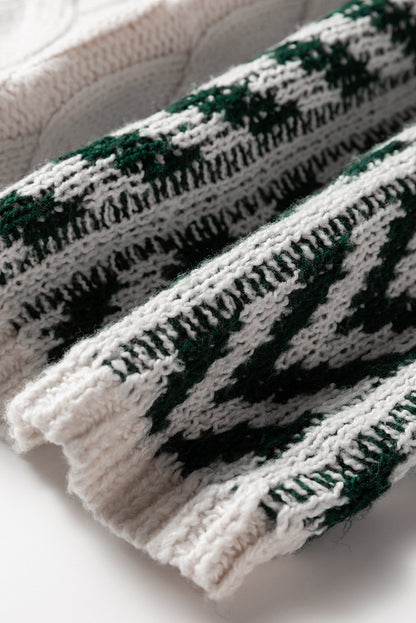 Colorblock Cable Knit Patchwork Tied Back Sweater