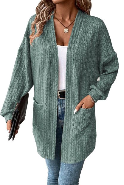 Textured Knit Open Front Cardigan